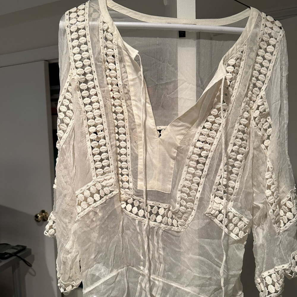 White bohemian blouse from Daniel Rainn